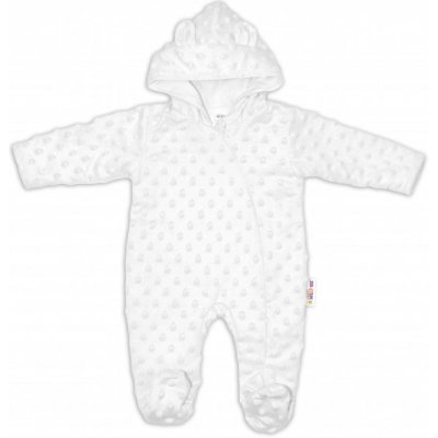 Baby Nellys Kombinézka overálek MINKY s kapucí a oušky bílá – Zboží Dáma