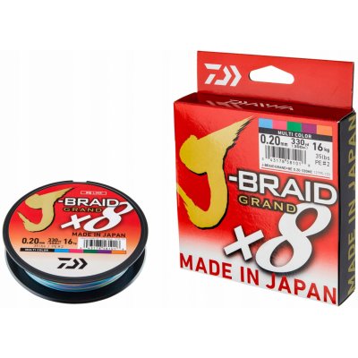 Daiwa šnůra J-Braid Grand X8 multicolor 150m 0,20mm