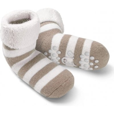 Fellhof dětské vlněné ponožky s protiskluzem Béžový proužek – Zboží Mobilmania