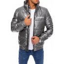 Pánská stylová zimní bunda bez kapuce Cotton tx3860 šedá