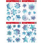 Anděl fólie 211 vločky a hvězdy modré s glitry 38x30 cm – Hledejceny.cz