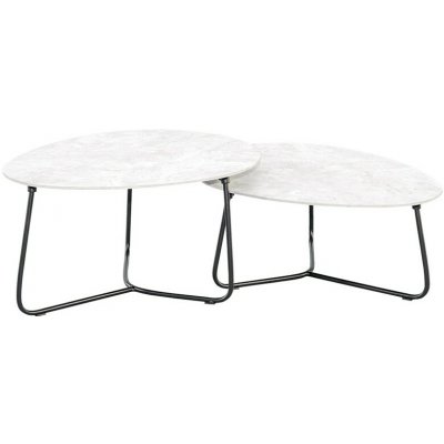 Apple Bee Konferenční stolky Pine Key (sada 2 ks) 85x65x36/44 cm, rám Bronze, deska keramický kompozit dekor Cream – Hledejceny.cz