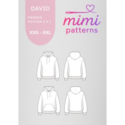 Pánský střih na mikinu David 2v1, el. formát | MIMI patterns - síť XXS - 5XL (A4) domácí tisk – Sleviste.cz