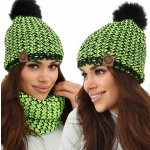 Fashionweek Dámský zimní set čepice a nákrčníku s bambulí S2476 Limonka – Hledejceny.cz