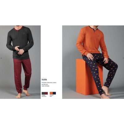 Paul Martin PM 54306 pánské pyžamo dlouhé oranžové – Zboží Mobilmania