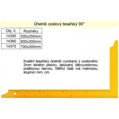 Úhelník ZN14350 tesařský 500x250mm – HobbyKompas.cz