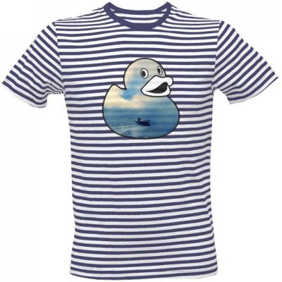 Tričko s potiskem Kačenka Stařec a moře pánské Bílá Modrá