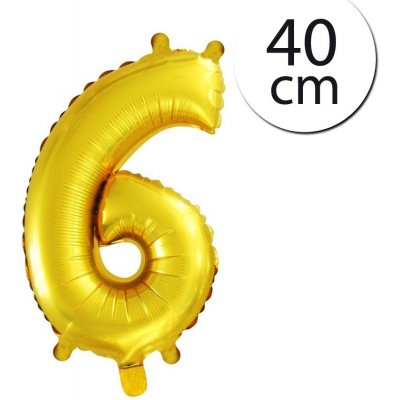 FUN RAG 4Gold 202944 Mini fóliový balón číslo 6 zlatý 40 cm – Zboží Mobilmania