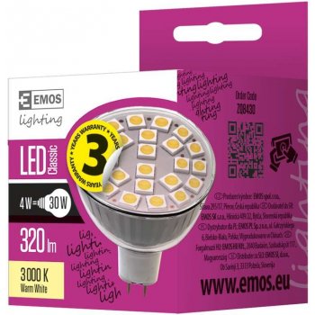 Emos LED žárovka Classic MR16 4W GU5,3 Teplá bílá