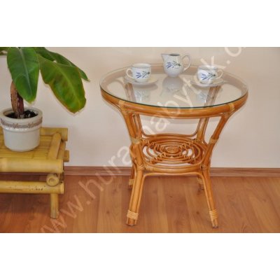 Ratanový stolek Bahama medový se sklem AXIN trading – Zboží Mobilmania