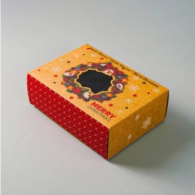 Cake Star Vánoční krabice na cukroví kraftová s věncem (21 x 15 x 7 cm) – Zboží Dáma