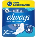 Always Ultra Day & Night hygienické vložky vel. 3 s křidélky 40 ks – Zboží Dáma
