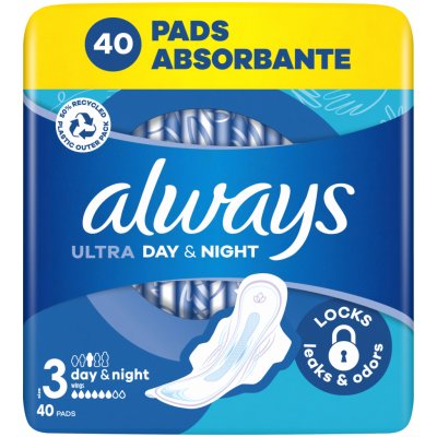 Always Ultra Day & Night hygienické vložky vel. 3 s křidélky 40 ks – Hledejceny.cz