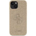 Guess Fixed Glitter 4G Metal Logo třpytivý iPhone 15 - zlaté