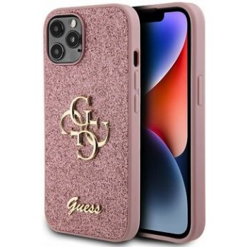 Guess PU Fixed Glitter 4G Metal Logo Apple iPhone 12/12 Pro, růžové