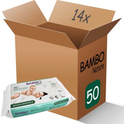 BamboPack Bambo Nature biodegradabilní vlhčené ubrousky 14 x 50 ks – Zbozi.Blesk.cz
