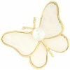 Brož Biju brož motýl ozdobený perleťovým kamínkem a perlou bílá 9001493