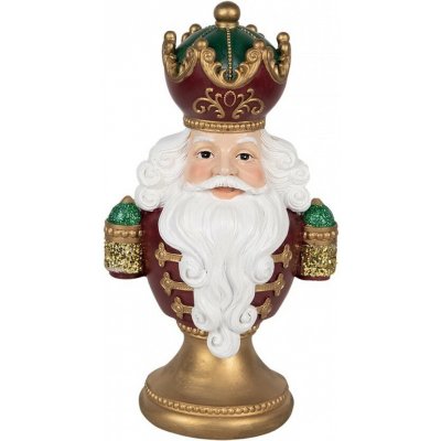 Clayre & Eef Červeno-zlatá vánoční dekorace busta Santa Claus - 15*10*26 cm – Hledejceny.cz