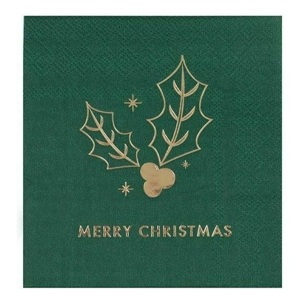 Ginger Ray ubrousky papírové banketové Merry Christmas zelené 25x25cm 16ks  od 126 Kč - Heureka.cz