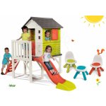 Smoby set domeček na pilířích Pilings House s 1,5 m skluzavkou 2 židle Kid Chair a stolek 810800-9 – Zboží Mobilmania