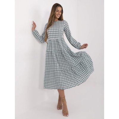 Kostkované retro šaty 232-SK-8005.20-white -mint – Zboží Dáma