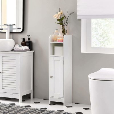 VASAGLE Koupelnová skříňka úzká 18x20x80cm bílá – Sleviste.cz