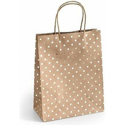 Papírová taška Kraft zlaté puntíky 25x10x20cm, 5ks – Zboží Mobilmania