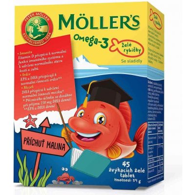 Mollers Omega 3 Želé Rybičky malinová příchuť 45 tablet – Zboží Mobilmania