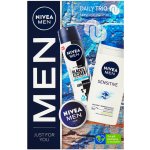 Nivea Men Sensitive sprchový gel 3 v 1 250 ml + Black & White antiperspirant proti bílým skvrnám 150 ml + Creme krém na obličej a tělo 150 ml – Zbozi.Blesk.cz