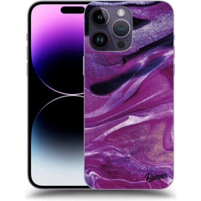 Pouzdro Picasee silikonové Apple iPhone 14 Pro Max - Purple glitter černé