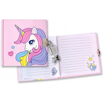 Diář se zámkem Unicorn 13x13cm,60l linkovaný – Sleviste.cz