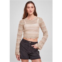 Ladies Cropped Crochet Knit Sweater - softseagrass