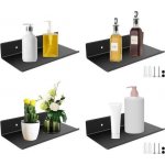 LDHHYH Sada 4 nástěnných polic, černý kov, plovoucí knihovna 20x12x4 cm, bytová dekorace, nástěnná – Zboží Mobilmania