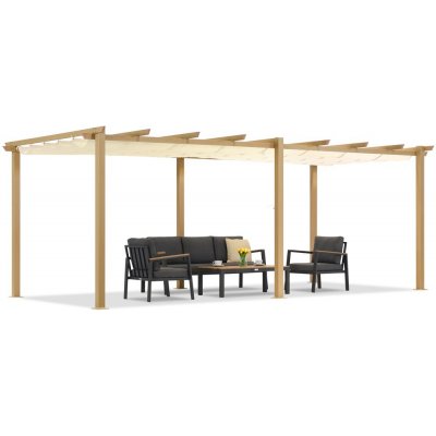 Garden Point terasová pergola 3x6 m Barbados woodlike-béžová – Zboží Mobilmania