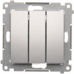 Simon DP31L.01/43 Trojité tlačítko s podsvětlením přístroj s krytem 10AX 250V bezšroubové stříbrná – Hledejceny.cz