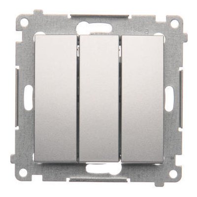 Simon DP31L.01/43 Trojité tlačítko s podsvětlením přístroj s krytem 10AX 250V bezšroubové stříbrná – Hledejceny.cz