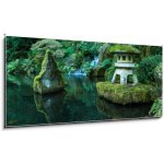 Skleněný obraz 1D panorama - 120 x 50 cm - A Lantern and Waterfall in the Portland Japanese Garden Lucerna a vodopád v japonské zahradě v Portlandu – Zboží Mobilmania