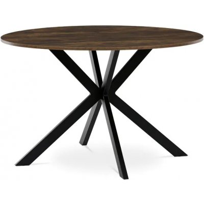 Autronic HT-F4120 OLW Stůl jídelní kulatý 120 x 75 cm MDF staré dřevo černé kovové nohy – Zboží Mobilmania