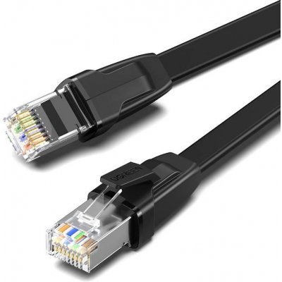 Ugreen 028108 Plochý síťový s kovovými zástrčkami, Ethernet RJ45, Cat.8, U/FTP, 5m, černý – Zboží Živě