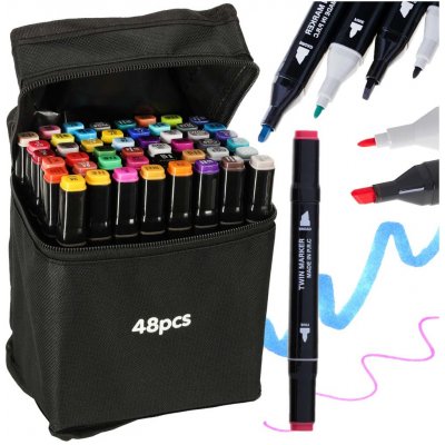 KIK KX5308_1 Oboustranné lihové fixy v pouzdře 48 ks – Zboží Živě