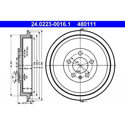 Brzdový buben ATE 24.0223-0016 (AT 480111) | Zboží Auto