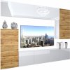 Obývací stěna Belini Premium Full Version bílý lesk dub wotan LED osvětlení Nexum 123