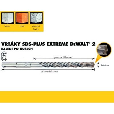 Vrták SDS-Plus 10,0x250/310mm (2-břité), DeWalt