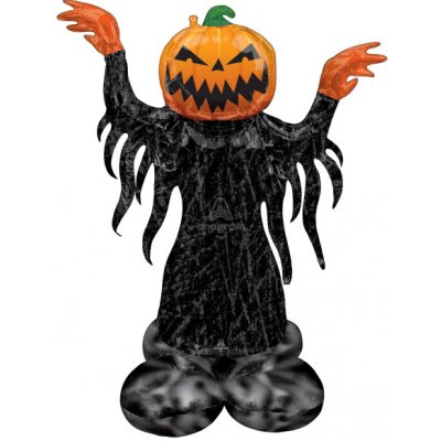 amscan Halloween fóliový balónek AirLoonz Strašidelná stojící dýně 93x134 cm černá oranžová – Zboží Dáma