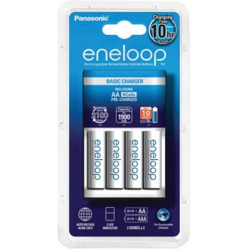 Panasonic Eneloop Basic Charger + 4x Panasonic Eneloop 1900mAh K-KJ51MCC40E