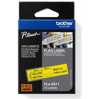 Brother , FLE-6511, černý tisk/žlutý podklad, nelaminovaná, 21mm, 45mm x 10.5mm, 72ks – Zboží Mobilmania
