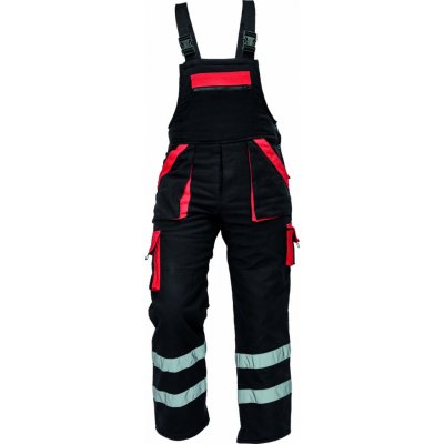 Cerva MAX WINTER RFLX Pracovní kalhoty s laclem černo/červené – Zboží Mobilmania