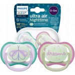 Avent Philips šidítko ultra air 376/12 Nighttime girl BPA free 2Pack – Zboží Dáma