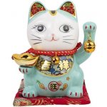 Smějící se kočka štěstí a štěstí - Japonská Maneki Neko - Modrá - Prasátko - Dekorativní předmět - – Hledejceny.cz