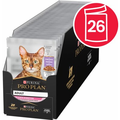 Pro Plan Adult Delicate Digestion s krůtou ve šťávě 26 x 85 g – Sleviste.cz